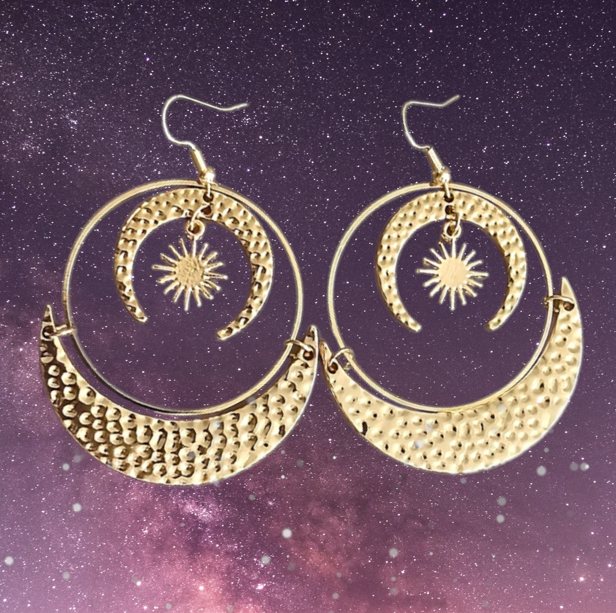 boucles d'oreilles cuivre Lune